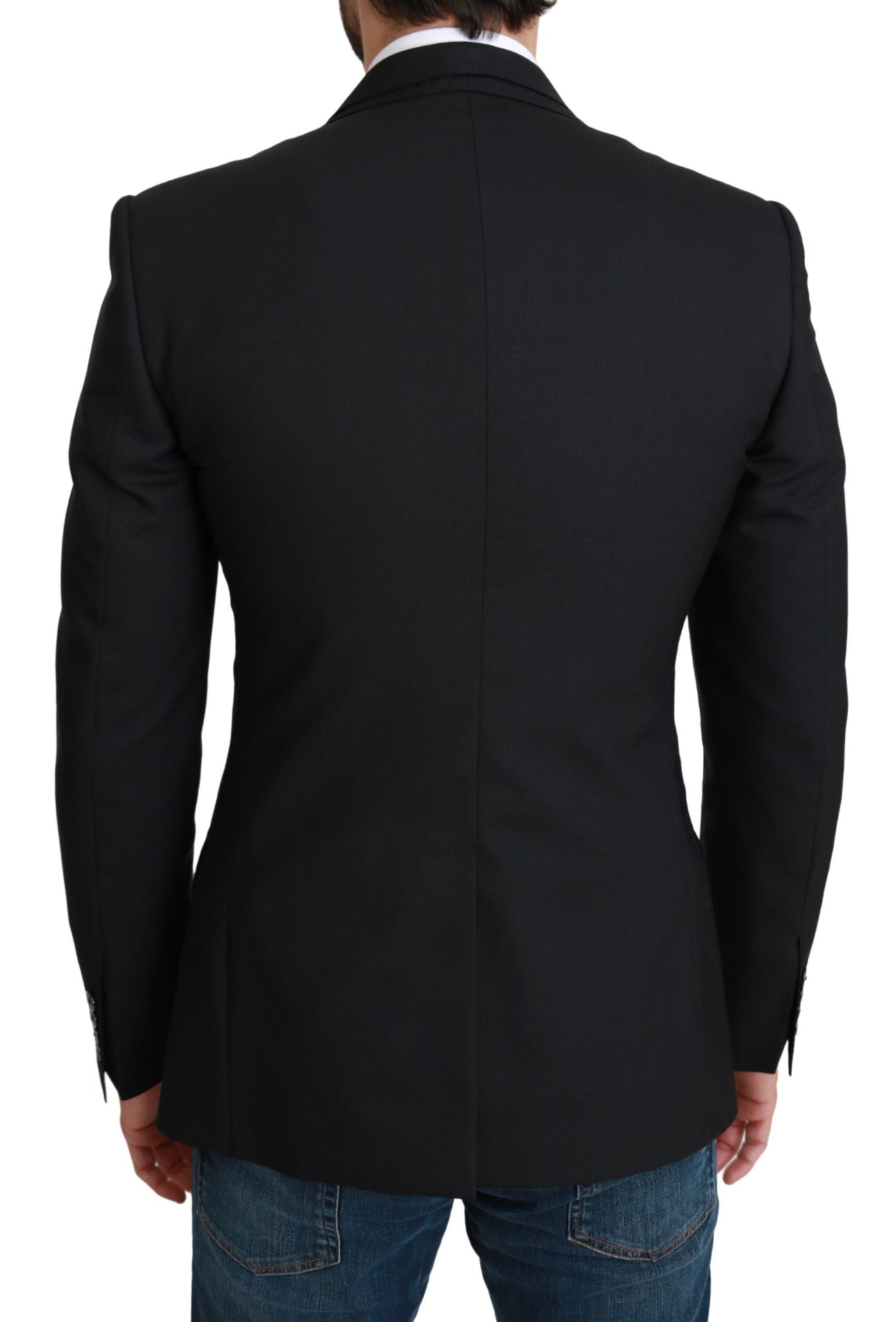 Black Single Breasted Formal Wool Blazer