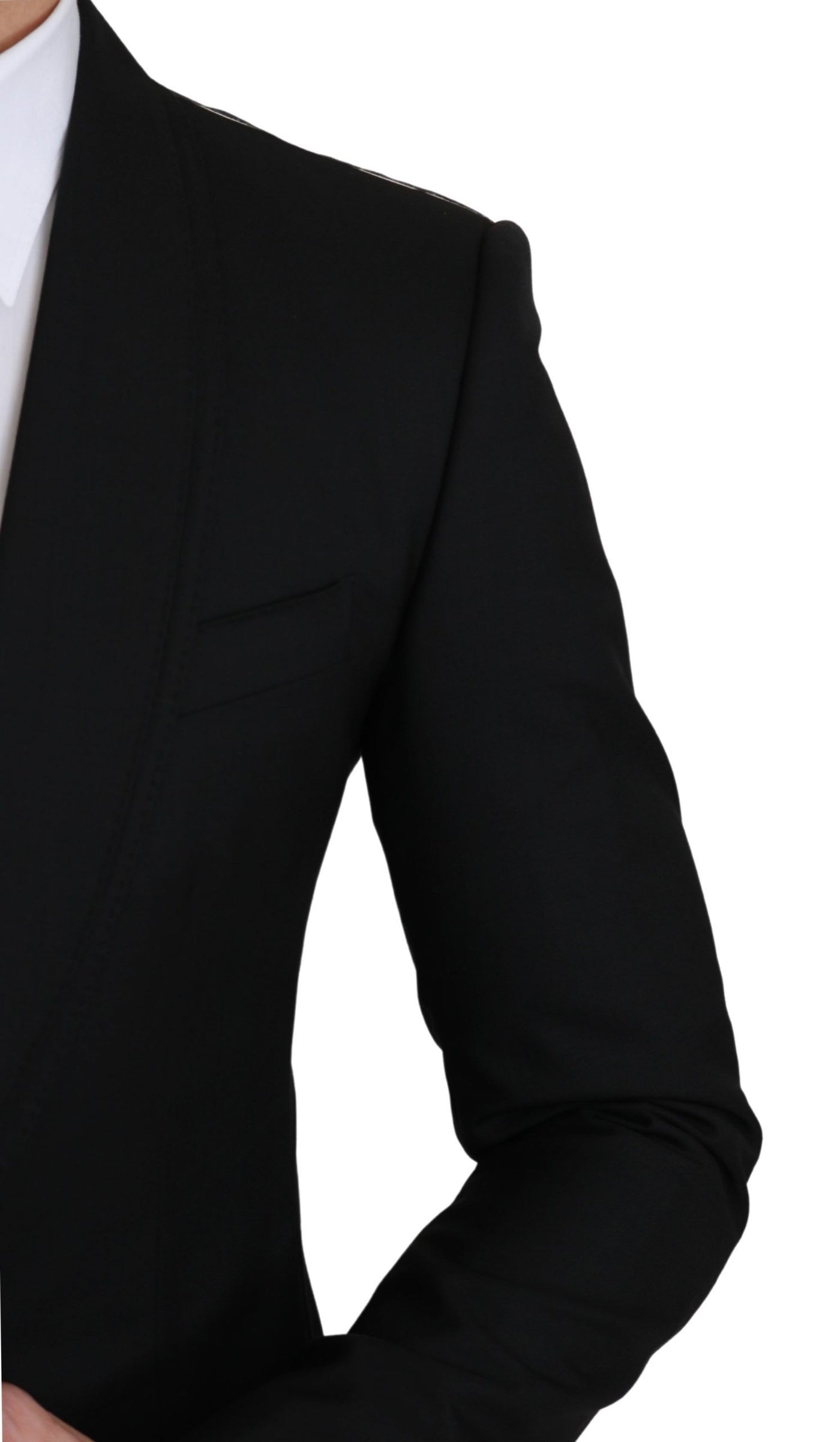 Black Single Breasted Formal Wool Blazer