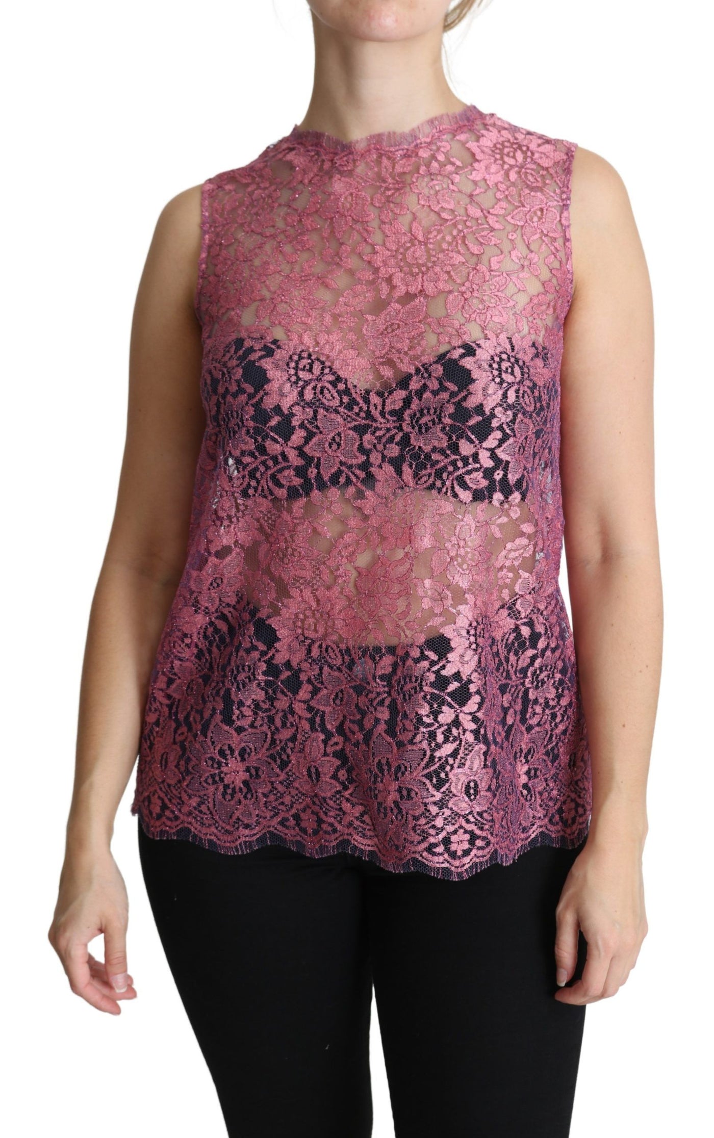 Pink Floral Taormina Lace Top Blouse