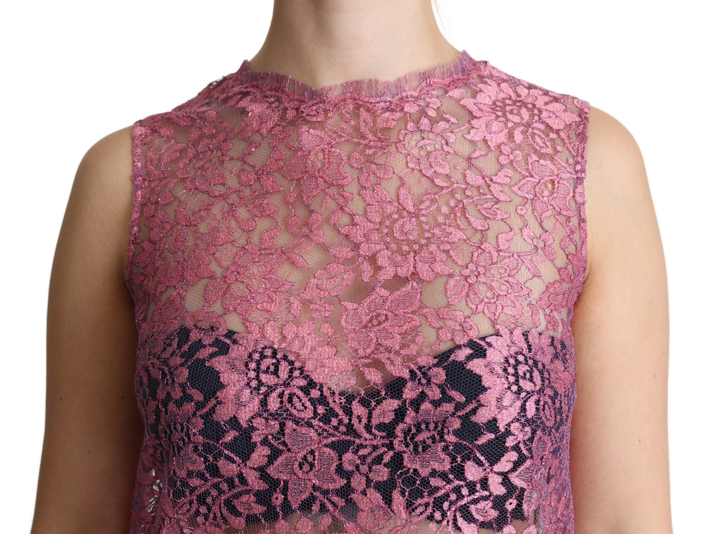 Pink Floral Taormina Lace Top Blouse