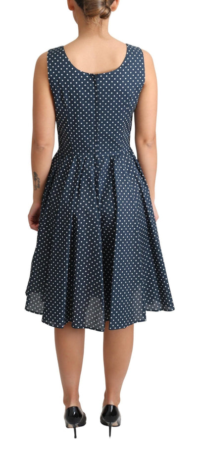 Blue Dotted Cotton A-Line Gown Dress