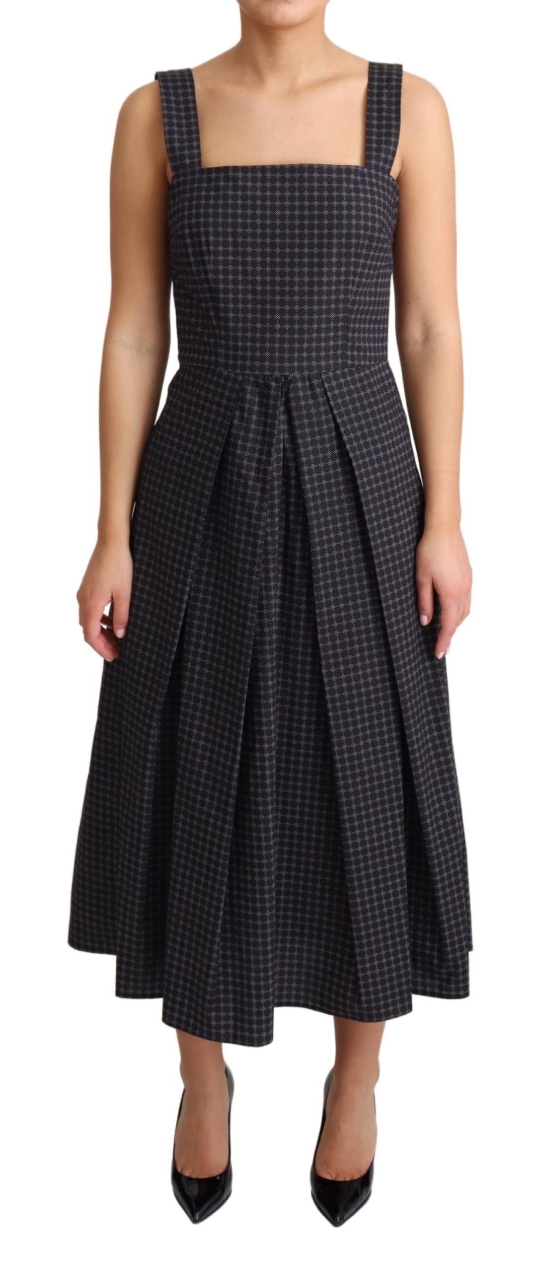 Blue Dotted Cotton A-Line Gown Dress