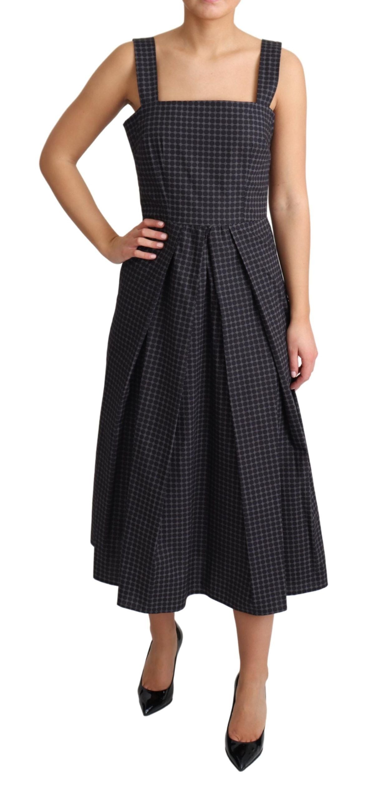 Blue Dotted Cotton A-Line Gown Dress