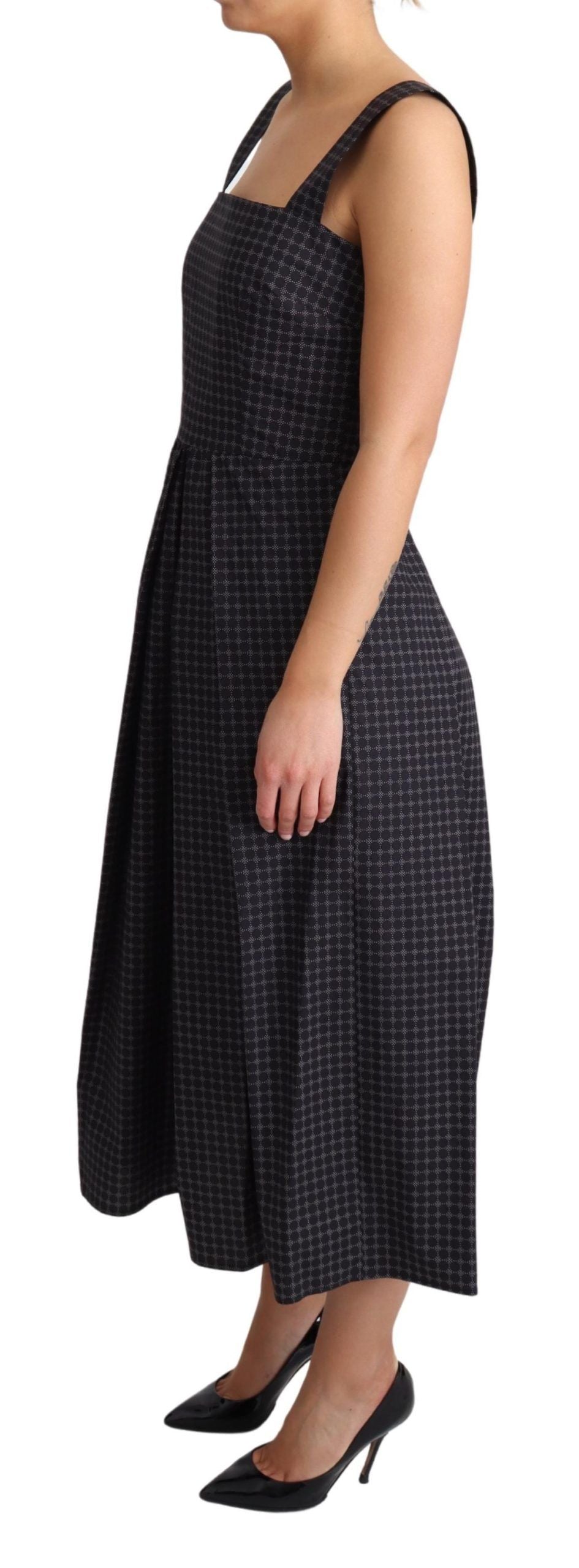 Blue Dotted Cotton A-Line Gown Dress