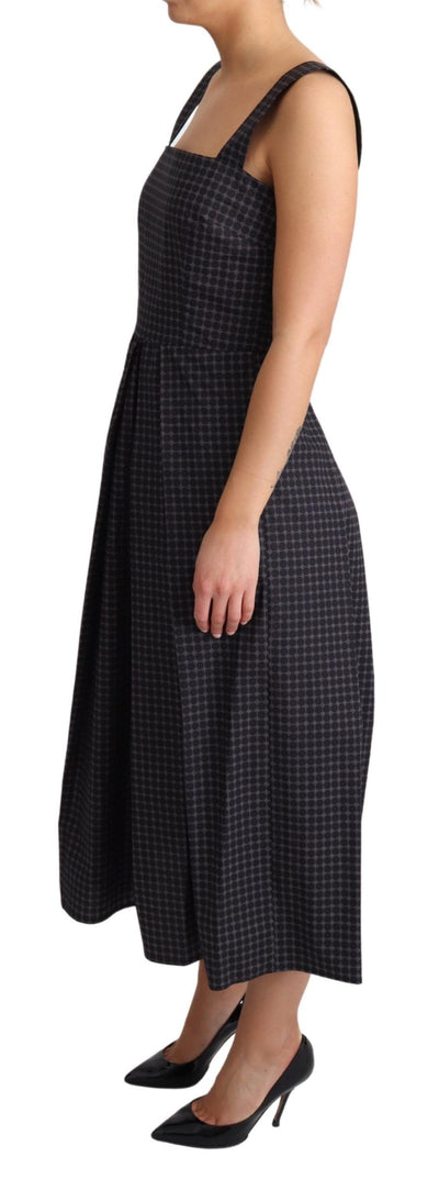 Blue Dotted Cotton A-Line Gown Dress