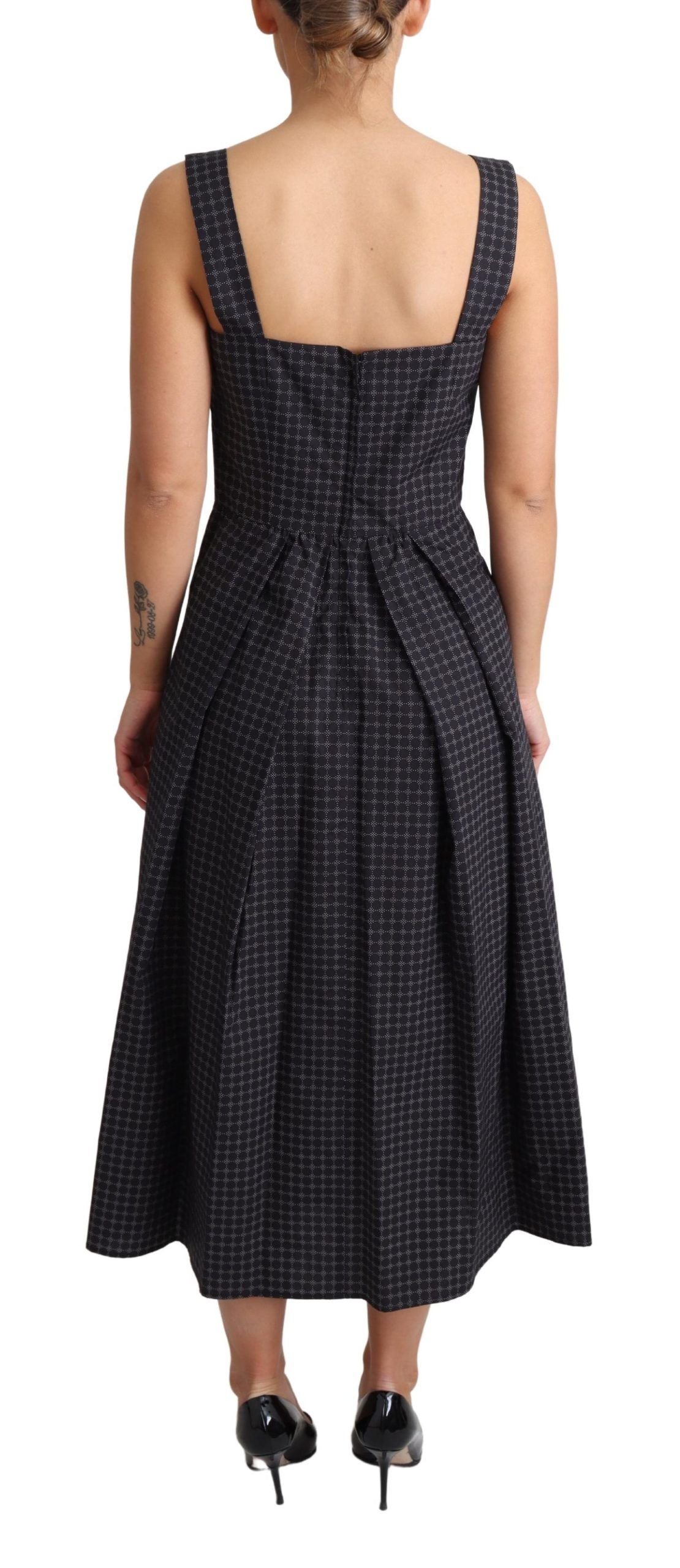 Blue Dotted Cotton A-Line Gown Dress