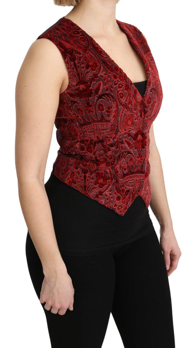 Bordeaux Brocade Waistcoat Vest Cotton Top