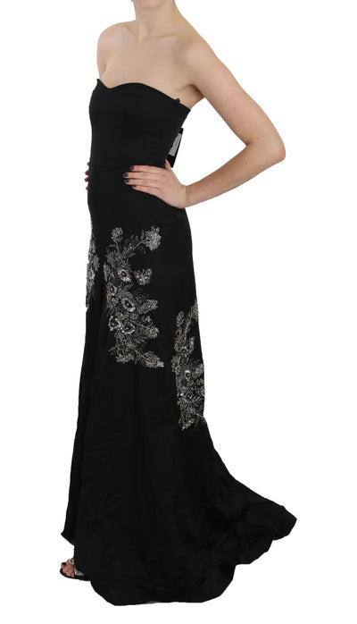 Black Sequined Flare Ball Gown Dress