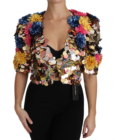 Crystal Sequined Floral Jacket Coat