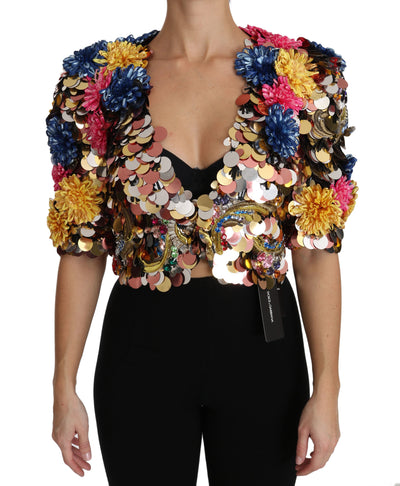 Crystal Sequined Floral Jacket Coat