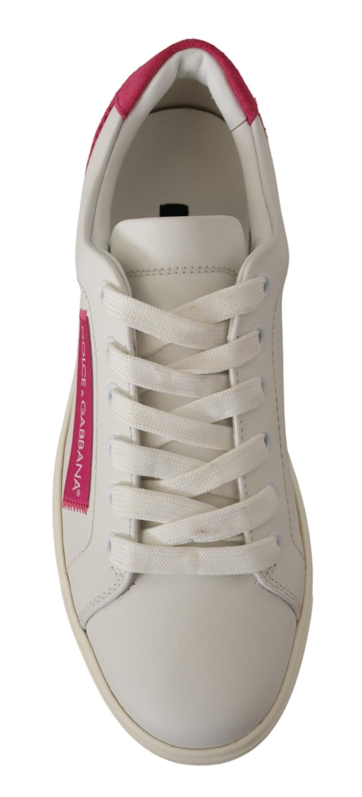 White Pink Leather Low Top Sneakers Womens Shoes