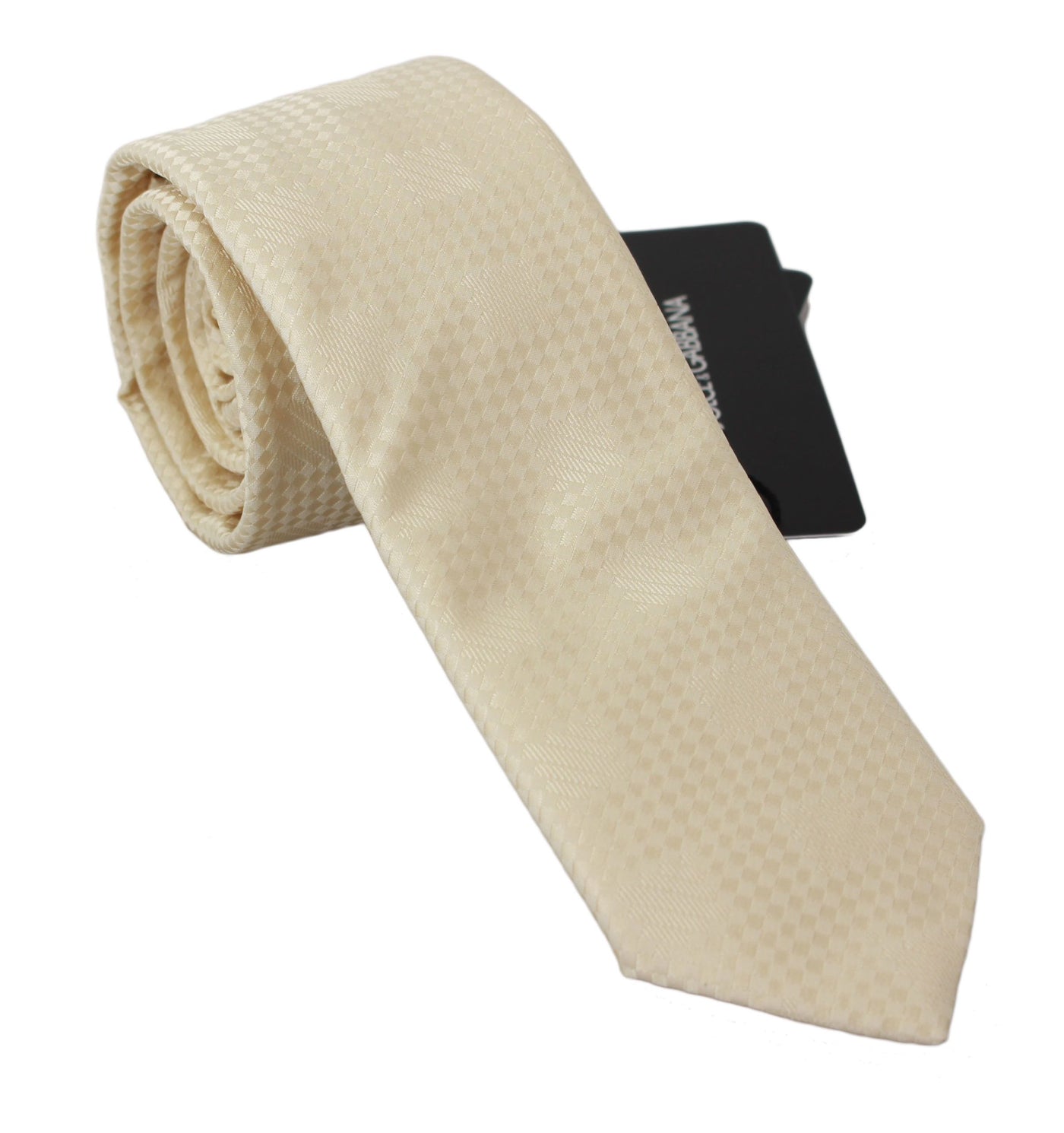 Cream Beige Pattern Classic Mens Slim Necktie Tie