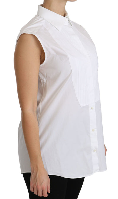 White Collared Sleeveless Polo Shirt Top