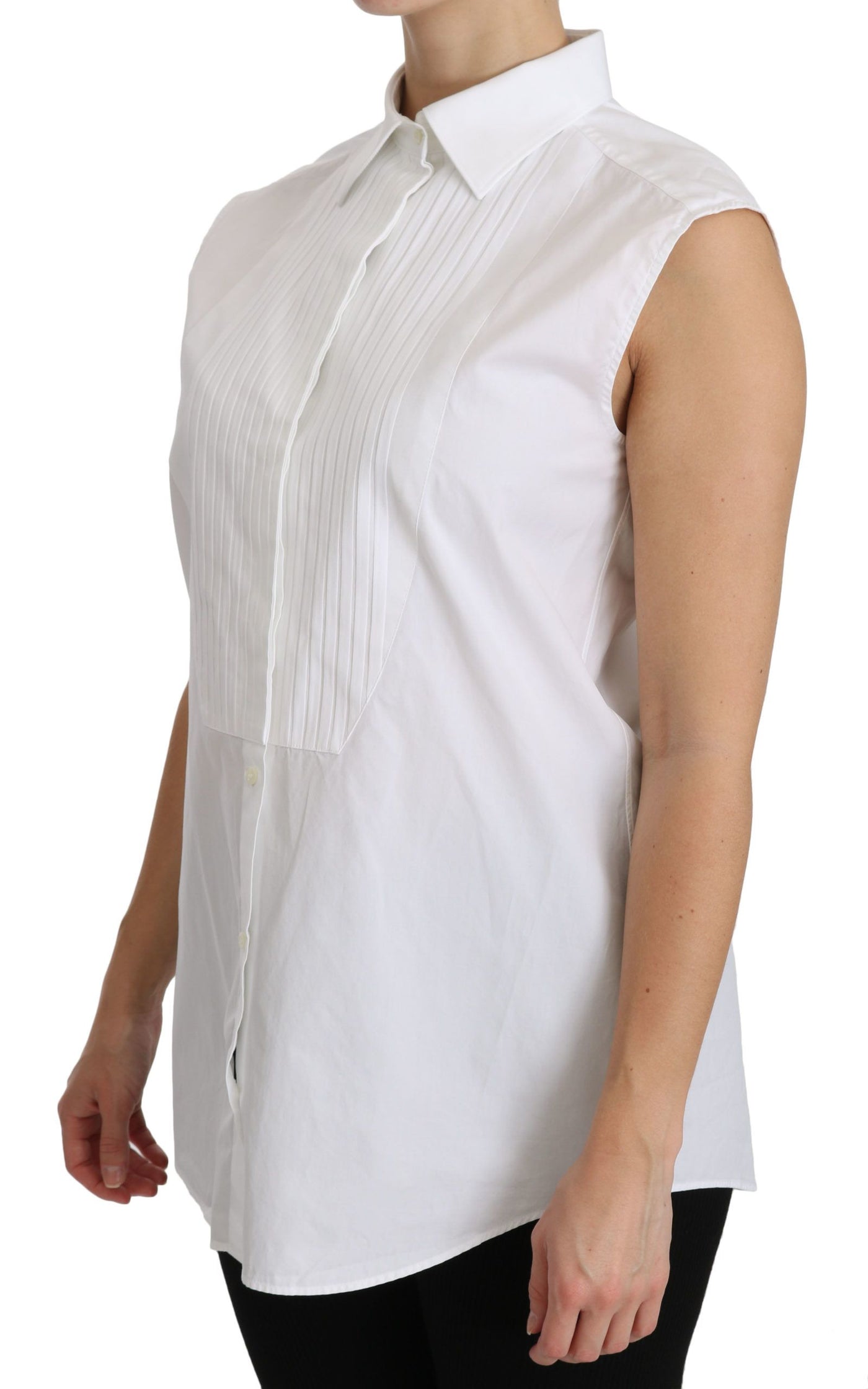 White Collared Sleeveless Polo Shirt Top