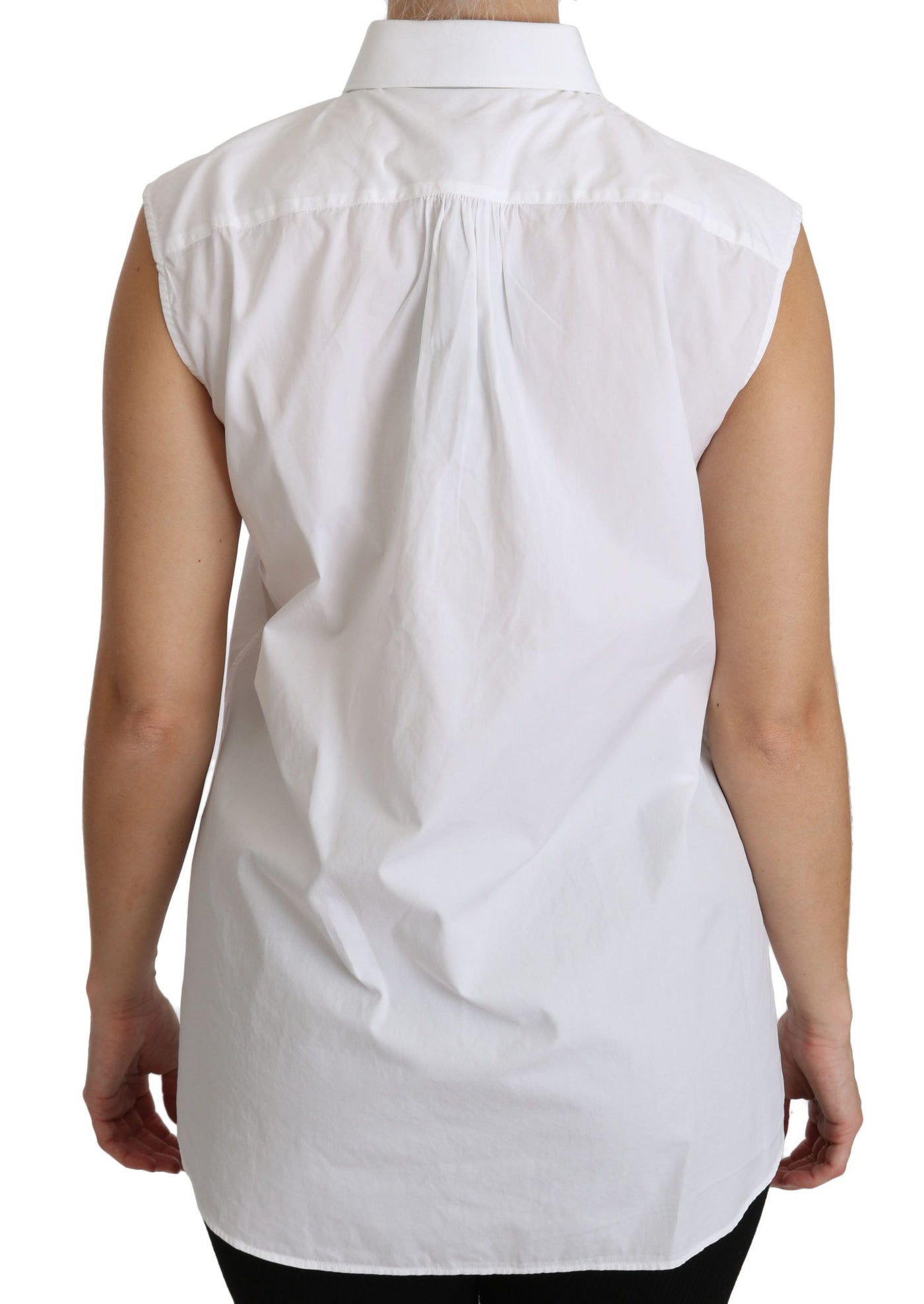 White Collared Sleeveless Polo Shirt Top