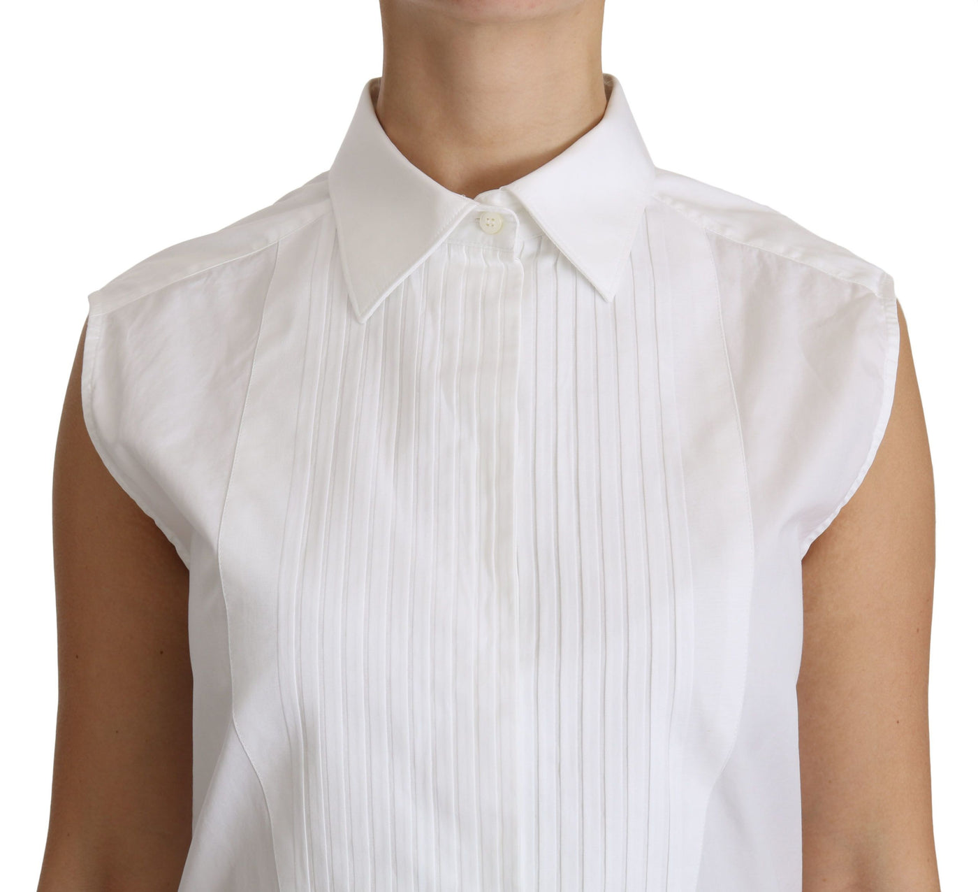 White Collared Sleeveless Polo Shirt Top