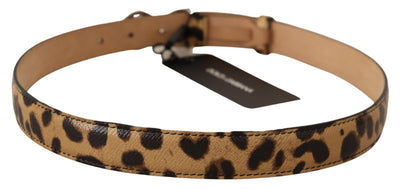 Brown Leopard Leather DG Crystals Buckle Belt