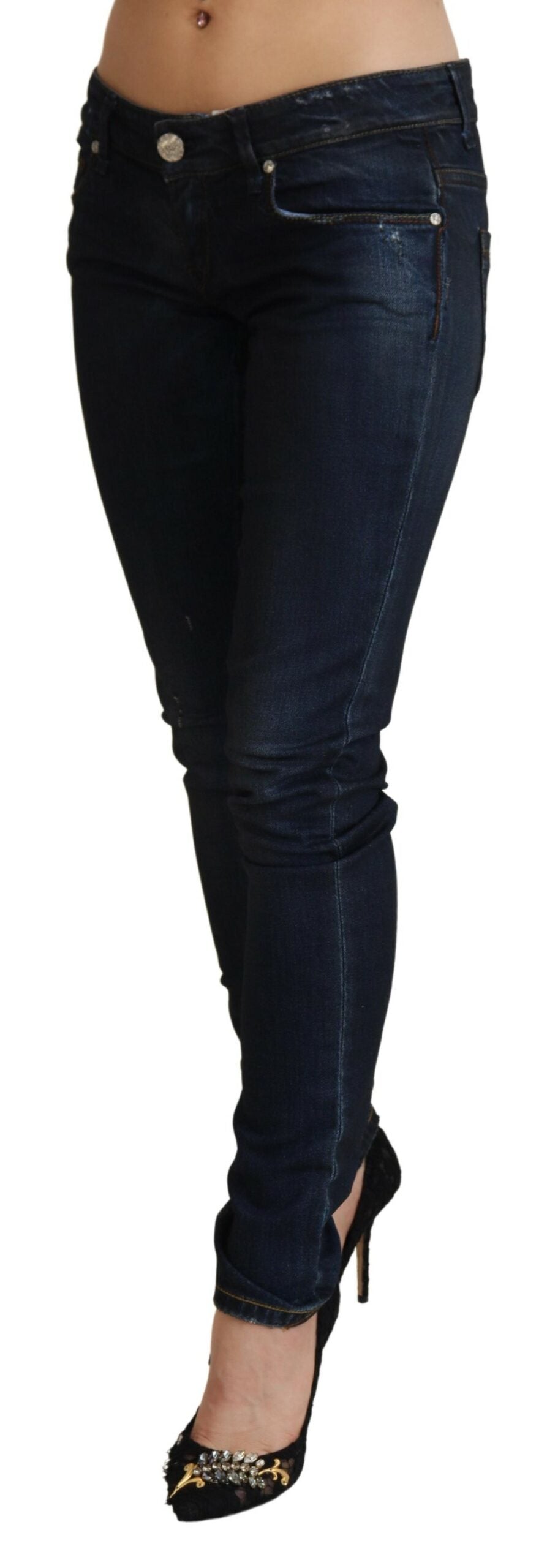 Blue Low Waist Slim Fit Women Denim Jeans