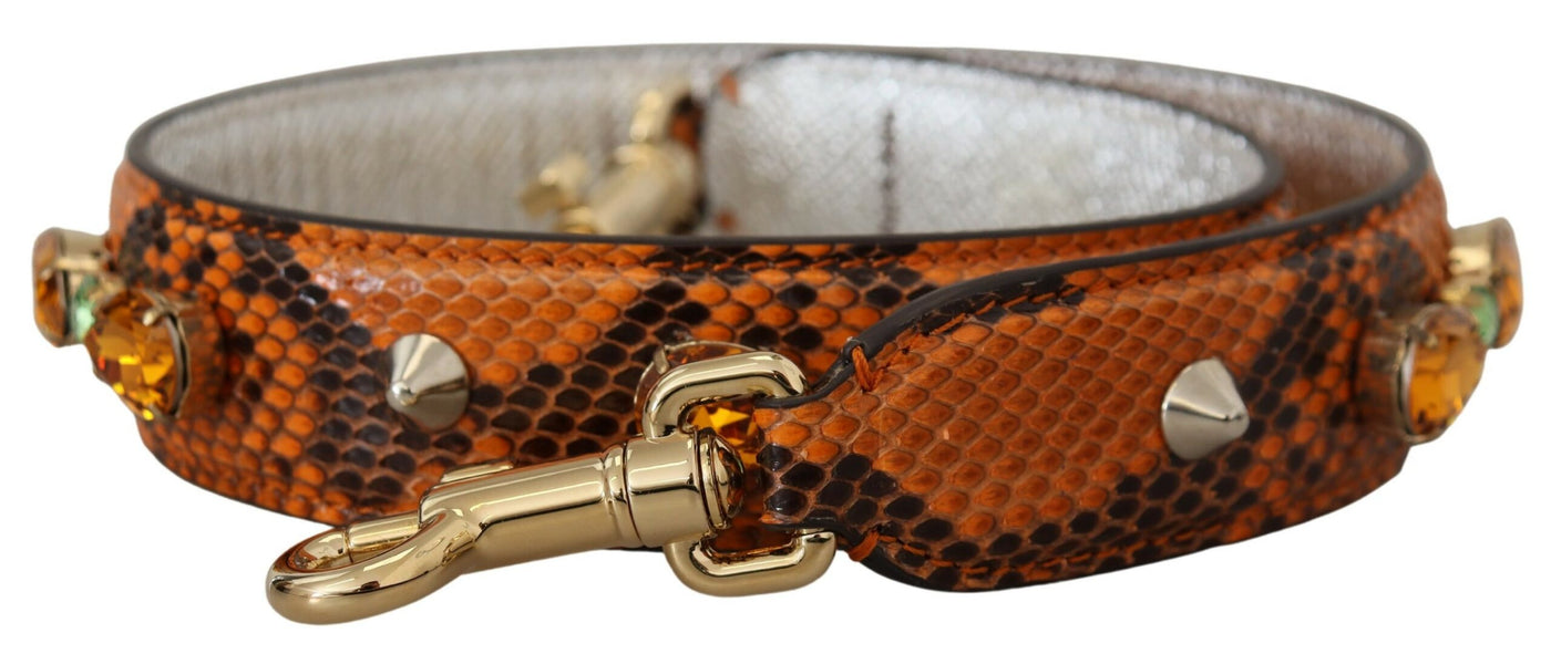 Orange Crystals Leather Bag Accessory Shoulder Strap