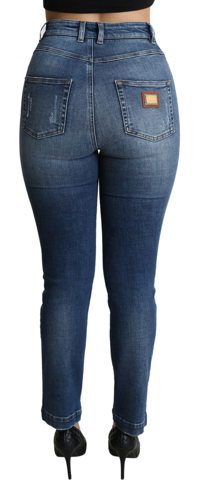 Blue Crystal Embellished Slim Fit Pants Jeans