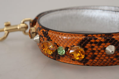 Orange Crystals Leather Bag Accessory Shoulder Strap