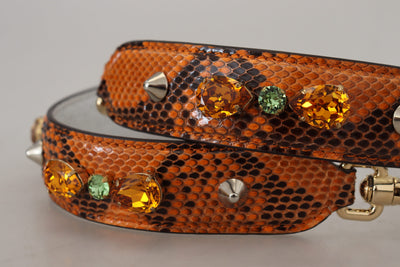 Orange Crystals Leather Bag Accessory Shoulder Strap