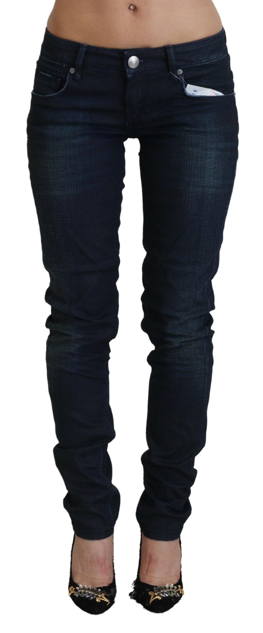 Blue Low Waist Slim Fit Women Denim Jeans