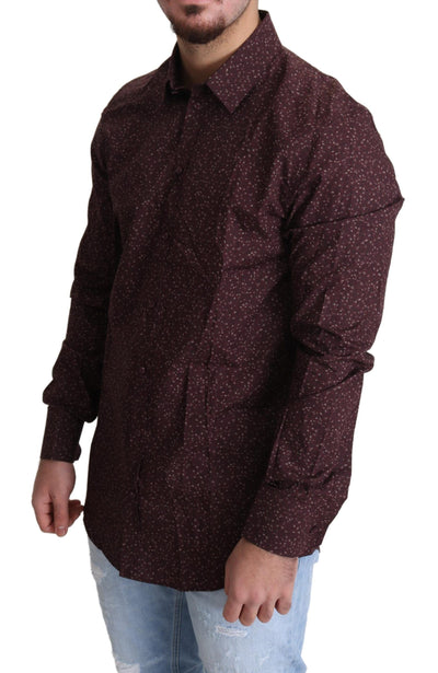 Maroon Cotton Floral Dress Formal Shirt