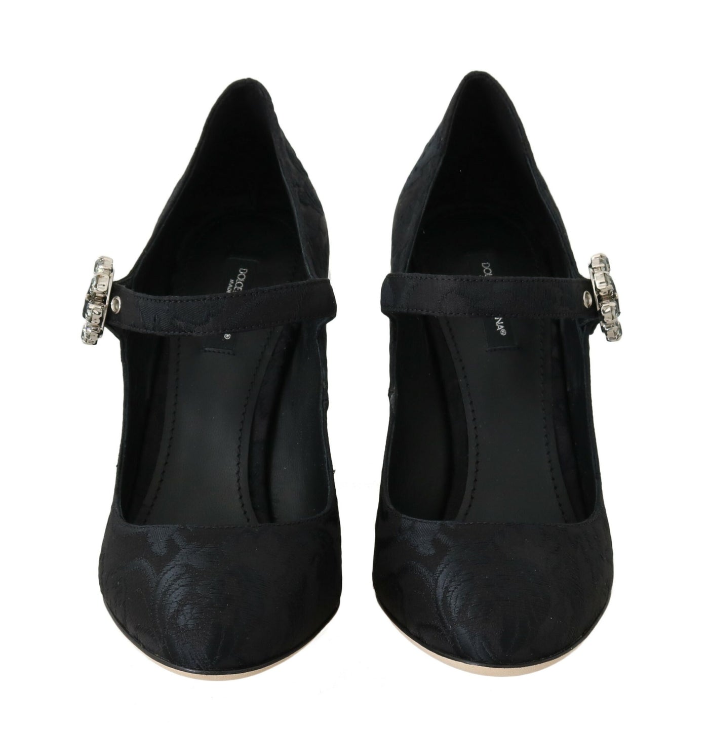 Black Brocade High Heels Mary Janes Shoes