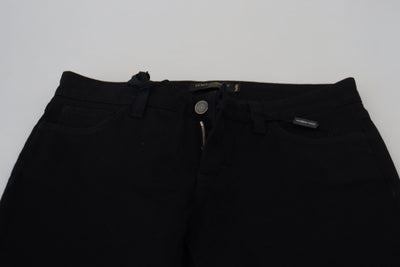 Black Cotton Low Waist Slim Fit Denim Jeans