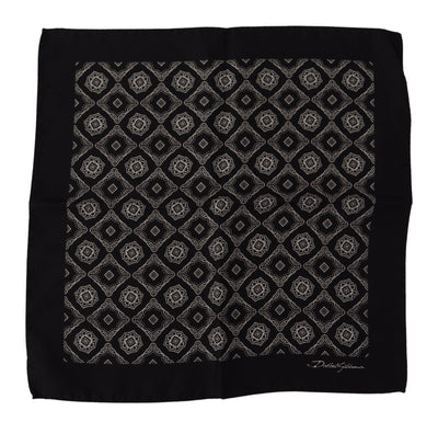 Black Geometric Patterned Square Handkerchief Scarf