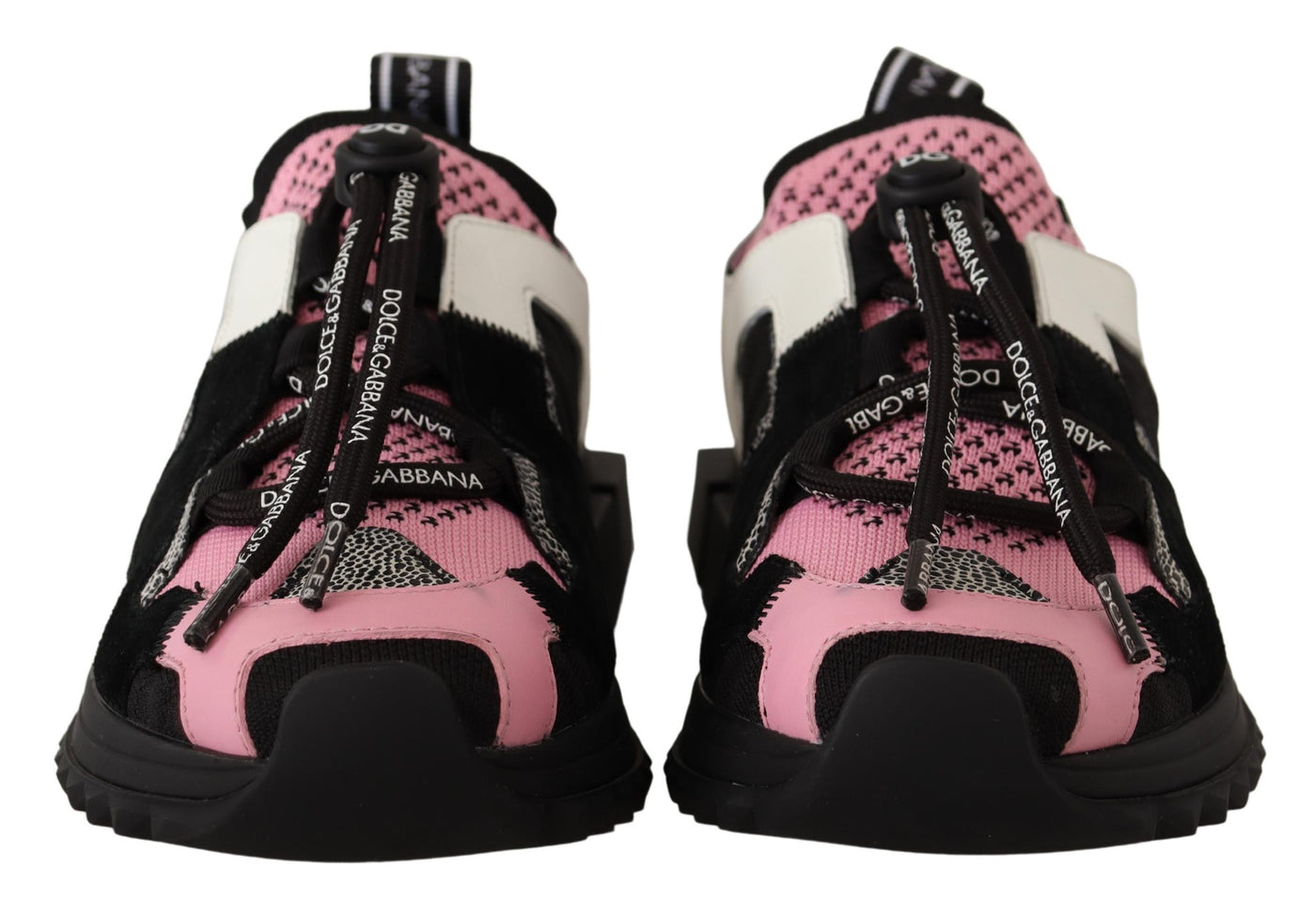 Black Pink Fabric Leather Sneakers Shoes