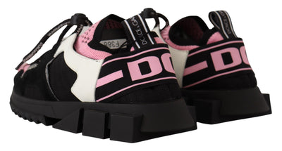 Black Pink Fabric Leather Sneakers Shoes