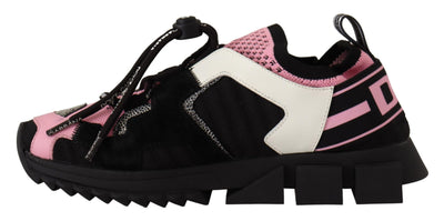 Black Pink Fabric Leather Sneakers Shoes