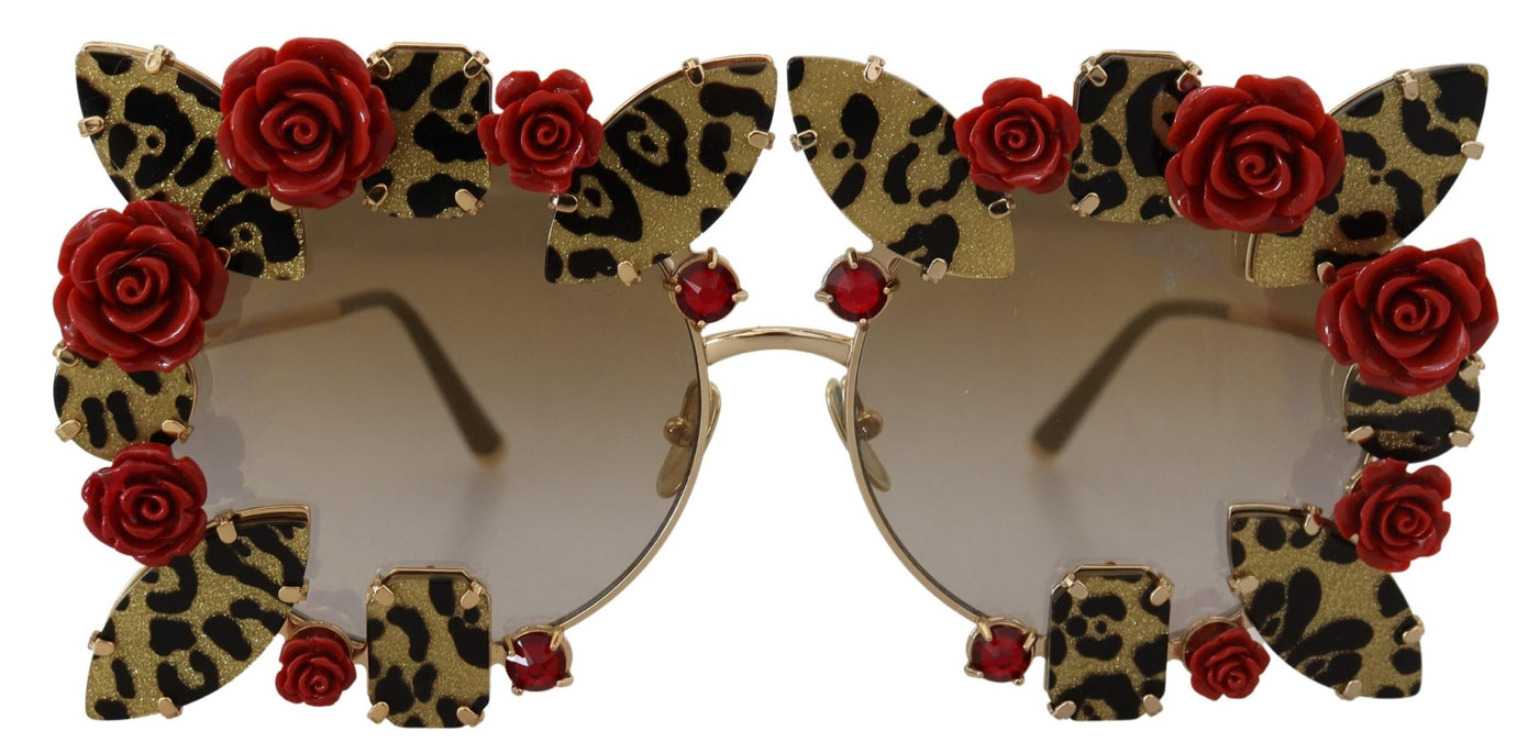 Gold Metal Frame Roses Embellished DG2207B Sunglasses