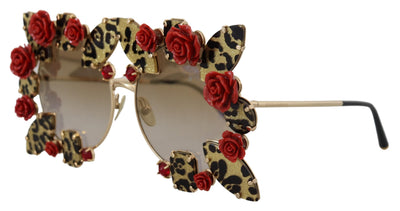 Gold Metal Frame Roses Embellished DG2207B Sunglasses