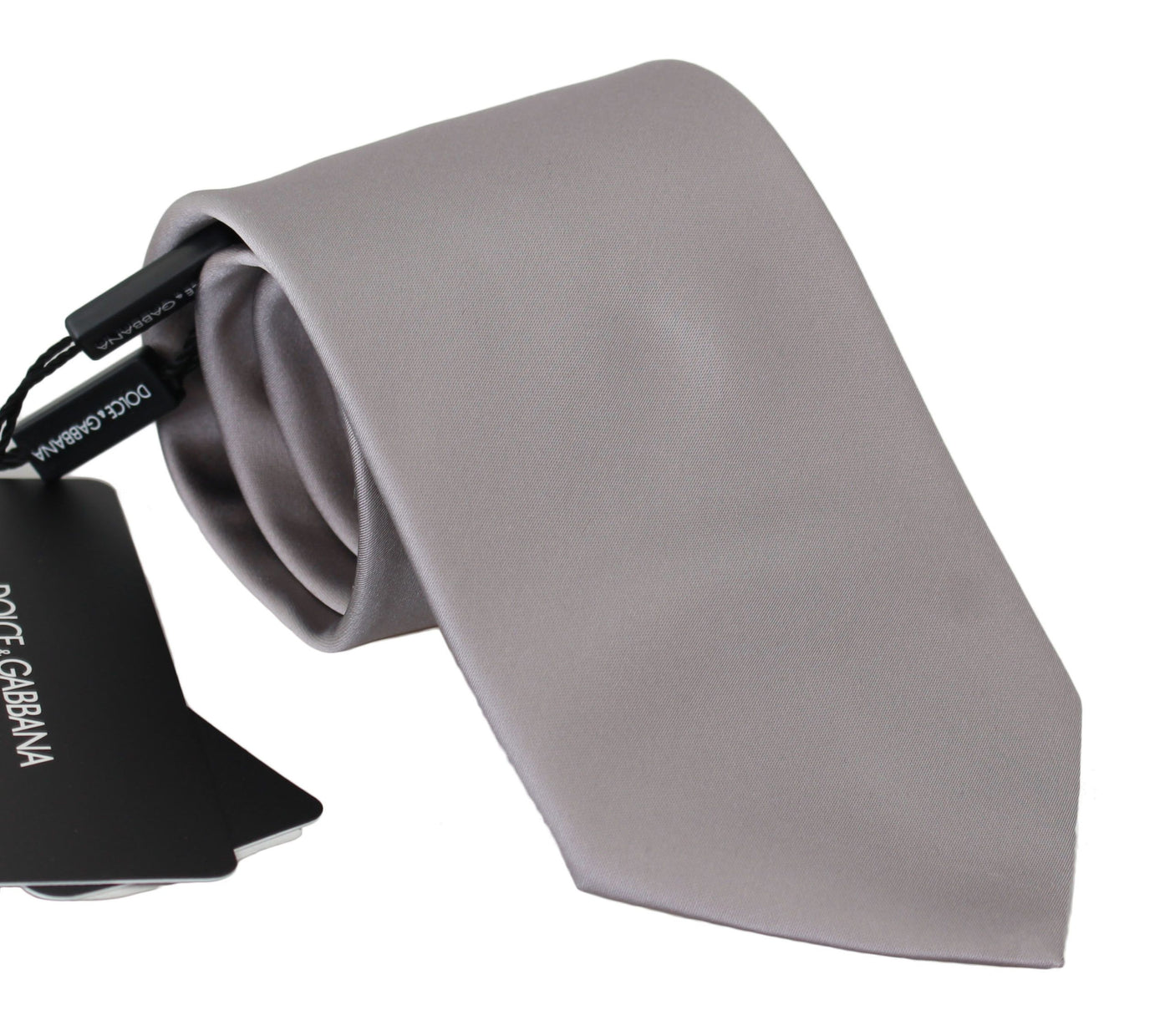 Grey 100% Silk Wide Necktie Men Accessory Tie