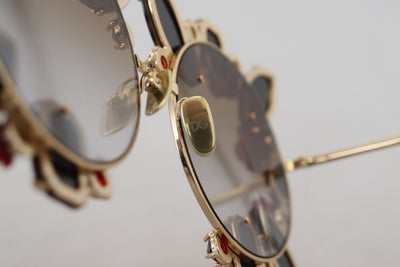 Gold Metal Frame Roses Embellished DG2207B Sunglasses