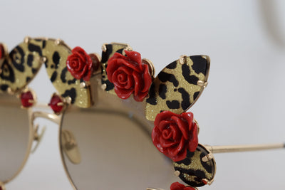 Gold Metal Frame Roses Embellished DG2207B Sunglasses