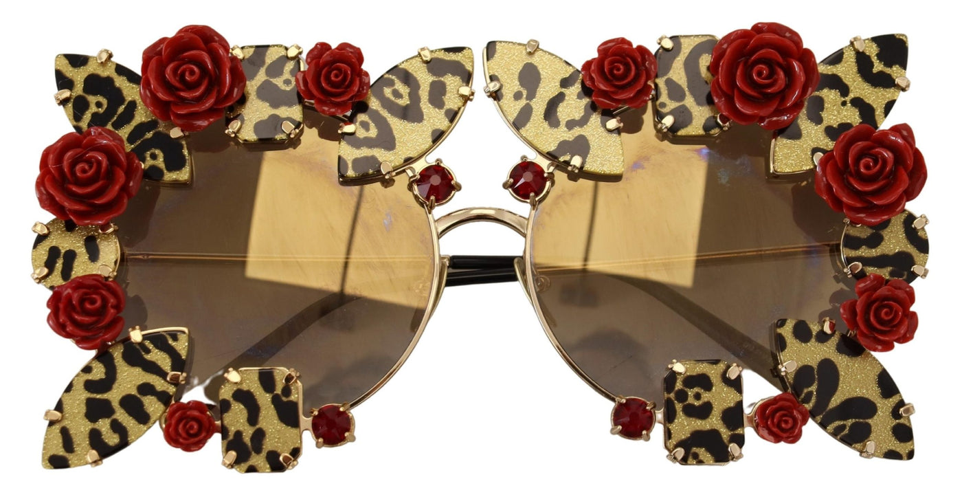 Gold Metal Frame Roses Embellished DG2207B Sunglasses