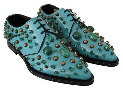 Blue Leather Crystal Dress Broque Shoes