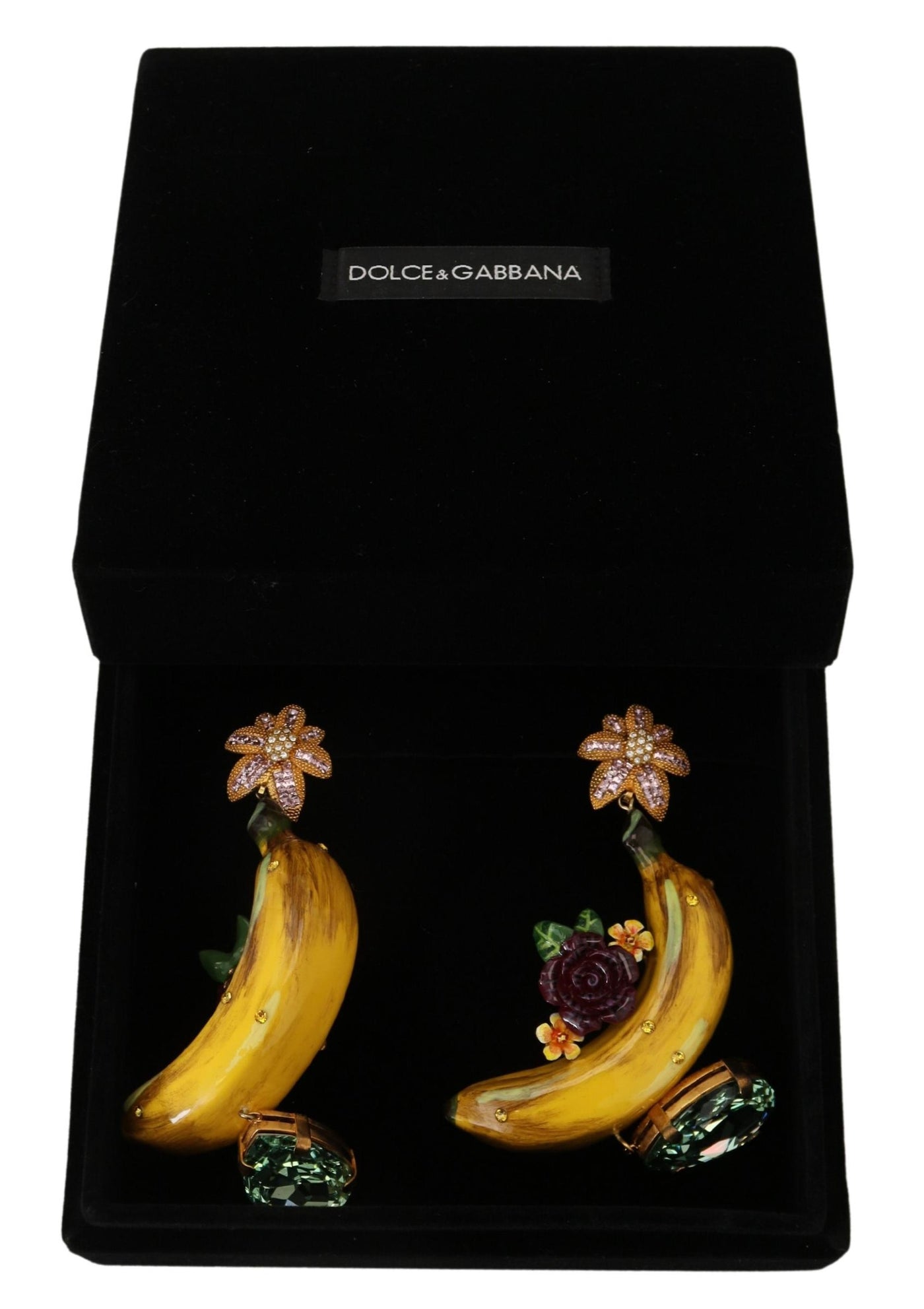 Gold Crystal Banana Clip-on Sicily Jewelry Dangling Earrings