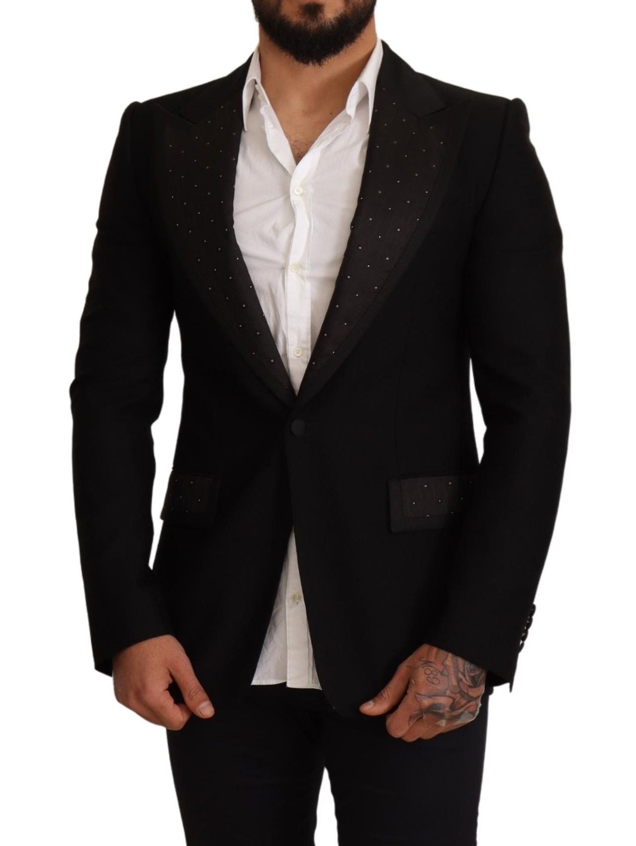 Black Wool Slim Fit Coat Blazer Jacket