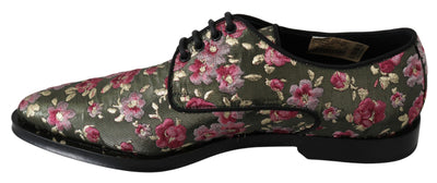 Green Jacquard Floral Dress Broque Shoes