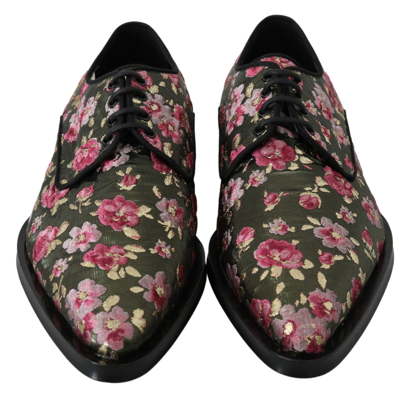 Green Jacquard Floral Dress Broque Shoes