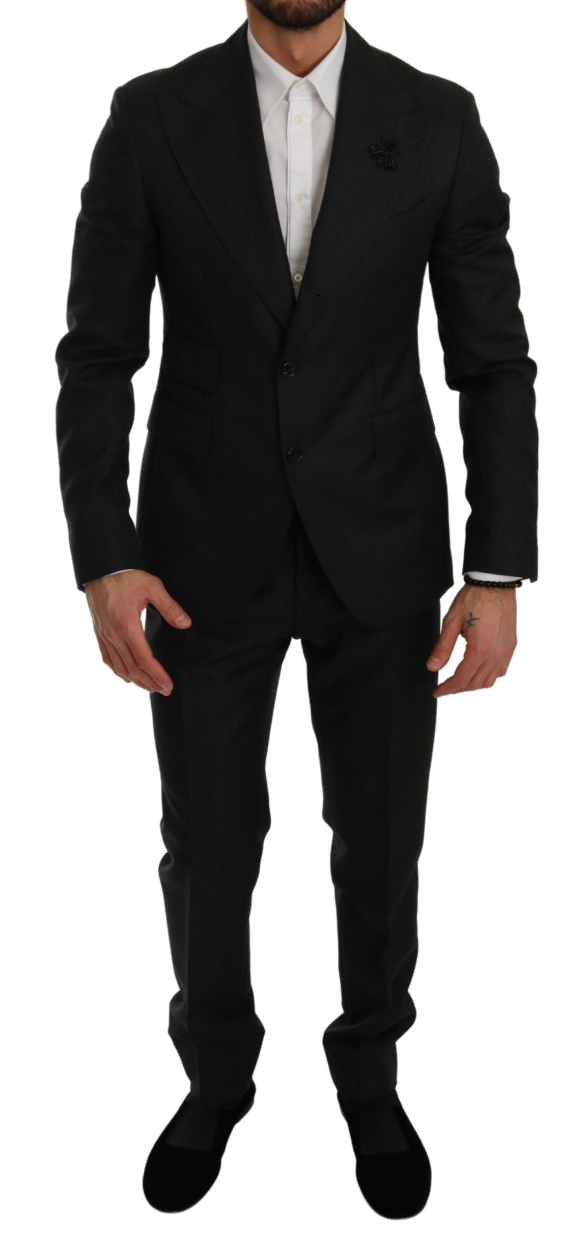 Black Crystal Bee Slim Fit 2 Piece Suit