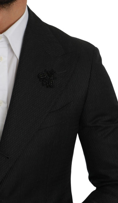 Black Crystal Bee Slim Fit 2 Piece Suit