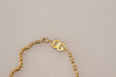 Gold Brass Chain SUPER PIG Pendant Logo Necklace