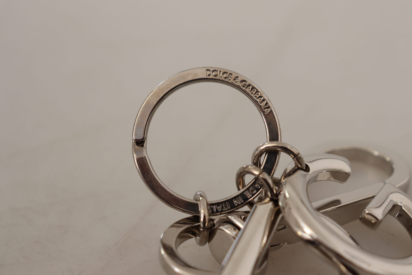 Silver Tone Brass Keyring DG Logo Keychain