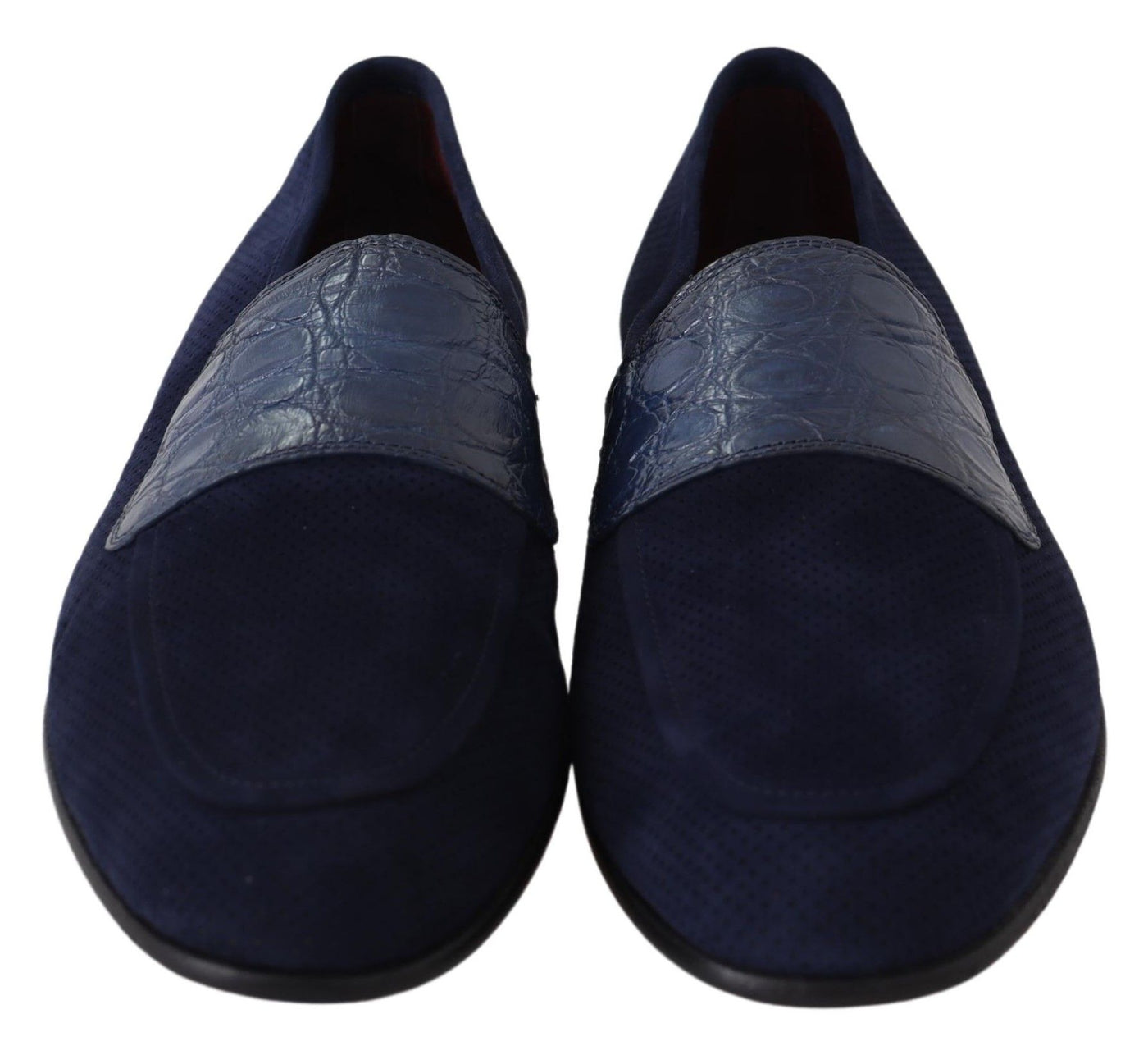 Blue Suede Caiman Loafers Slippers Shoes